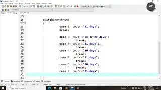 Write C++ program to print number of days in a month using switch case