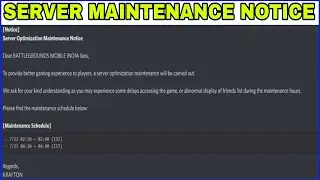 Server Optimization Maintenance Notice Bgmi | Server Optimization Maintenance Bgmi/ServerMaintenance