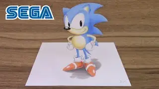 Drawing Sonic The Hedgehog - 3D illusion!
