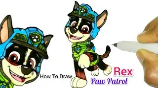 How To Draw Rex Pup From Dino Rescue Paw Patrol Easy | Cartooning Cute Drawings