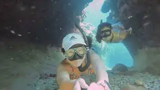 Freediving Girls Enjoying Fun Dive Together