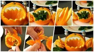 How to Make Orange Basket Decoration | Orange Art | Fruit Carving Orange Garnishes