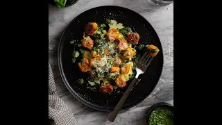 Kūmara gnocchi with garlic cream recipe