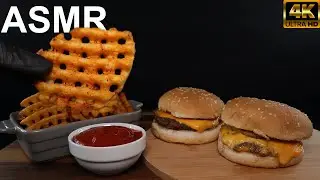 WAFFLE FRIES, CHEESEBURGER, MUKBANG, ASMR