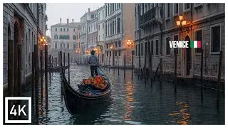 Venice Early Morning Rain Walk 🌧️ No Crowd 4K Walking Tour