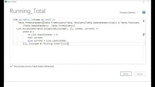 Add Running Total with One Formula in Power Query