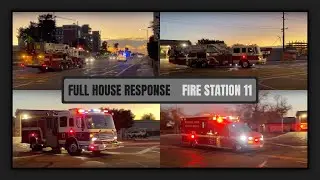 (FULL HOUSE RESPONSE) Ladder 11, Engine 11, Rescue 11 Responding [Phoenix Fire Department]