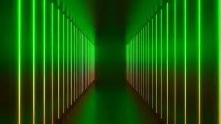 Tunnel Corridor Sci-fi Neon Lights Background - 1 Hour Green Red