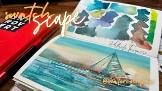 Watercolor Swatch and Scape: Phthalo Turquoise