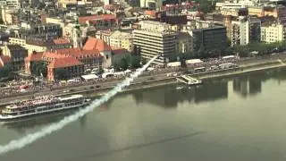 Extreme Mi-2 helicopter flying at downtown Budapest