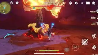 Genshin Impact - Lápida del Lobo usándola contra jefe elite  pyro