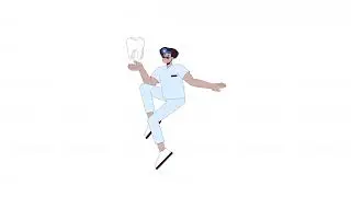 Hispanic male dentist with healthy tooth line 2D character animation