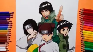 Drawing Might gai,Tenten,neji and rock lee Team 8 |NARUTO|