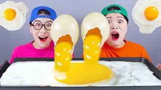 Гигантская еда жареное яйцо из страуса Мукбанг ДОНА DONA