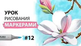 Как нарисовать магнолию? / Урок по рисованию маркерами для новичков #12