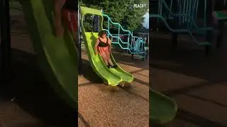 She really slid into that one 🛝 #mom #fail #playground #funny #shorts