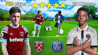 Kid Mbappe vs Pro West Ham player... Beat Mbappe, win $1000