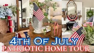 PATRIOTIC HOME TOUR 2024/4TH OF JULY DECORATING IDEAS/VINTAGE + COTTAGE INSPIRED HOME DECORATING