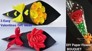 3 DIY Paper Flower BOUQUET/Easy Gift ideas (2021)/How to make Flower Bouquet making at Home