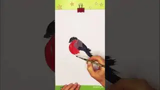 Как нарисовать СНЕГИРЯ 🐦 птицу КРАСКАМИ
