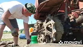 Bulldozer from the dump. Part 12 DT 75. Replacing the drive sprocket.