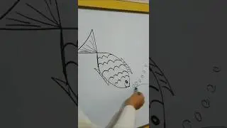 رسمة سمكة سهلة من رقم 4🤩 | How to draw a fish from number 4🐟