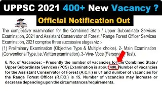 UPPSC 2021 Notification Out | UPPSC PCS Vacancy 2021 | UPPSC LATEST NEWS 