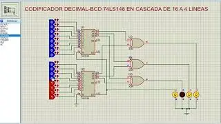 CODIFICADOR 74LS148 EN CASCADA / PROTEUS