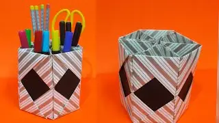 How to Make Pen Stand |Paper Pencil Holder| Origami Pen Holder | Hexagonal Pen Holder |Pen Stand DIY