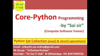 Python Set Collection with POP & CLEAR operations || Python pop() function || Python clear() || 