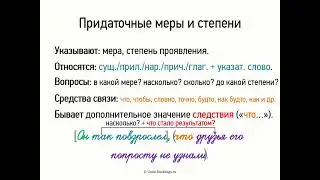 Придаточные меры и степени (9 класс, видеоурок-презентация)