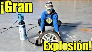 ¡Explosión de rueda BAJO EL HIELO! | Experimento en el lago congelado
