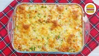 Рисовая запеканка с грудинкой и овощами. Рецепт простой запеканки из риса с копченостями.