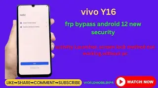 VIVO Y16 FRP BYPASS WITOUT PC ANDROID 12 RESET SCREEN LOCK NOT WORKING
