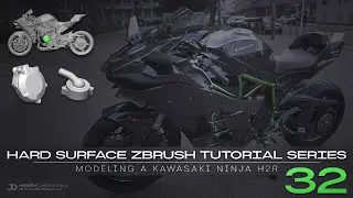 Hard Surface ZBrush Tutorial Series // Modeling A Kawasaki Ninja H2R // 32