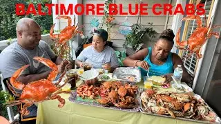 BALTIMORE BLUE CRABS & SHRIMP MUKBANG HALF A BUSHEL OF CRABS 🦀 PART 1
