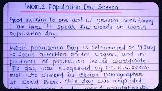 World Population Day Speech in English | speech on population day | World Population Day 2021
