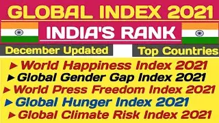 | Global Index 2021 | India's ranking in various index 2021 | All Index 2021 | Current Affairs 2021