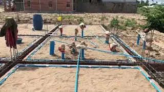 Termite Piping System And  Soil Treatment Then  More Cover Plastic .