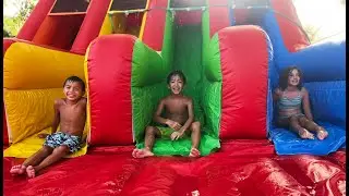 360° Video Triple Lane Rainbow Water Slide Rentals | Move the Camera in 360°