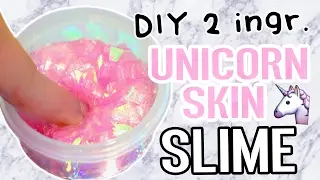 DIY Unicorn Skin SLIME! 2 Simple Ingredients Slime! Trying ASMR! NO Borax/Contact liquid/Detergent