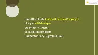 AEM Developer | Adobe Experience Manager Developer | AEM Developer Jobs