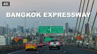 【4K】Bangkok Expressway drive 25 km The toll fee is 2$ (Dec.2020)
