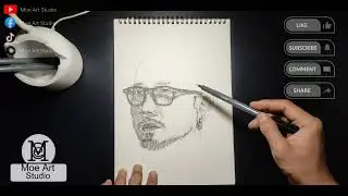 Drawing sketch Denny Sumargo using pen | Moe Art Studio