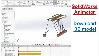 Newton's cradle, SolidWorks tutorial, animation.