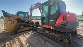A Kubota excavator parked up.