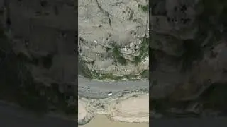 Aerial photography of cliff ladder, Yellow River ladder cliff