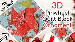 3D Fabric Pinwheel Mini Quilt Christmas Ornament Sewing Tutorial | Craftcore Ornaments