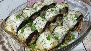 Вкусные рулетики из баклажанов с фаршем и сметаной