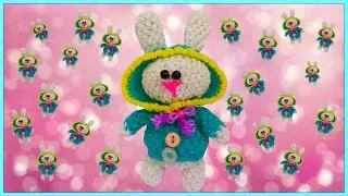 Заяц в капюшоне из резинок 2 ч./Bunny in the hood loomigurumi